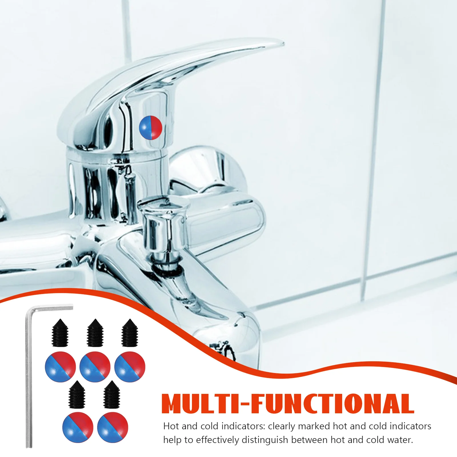 5 Pcs Kitchen Sink Hole Cover Faucet Hole Plug Tap Hole Cover Soap Dispenser Cover Hot Cold Indicator Universal Design Easy