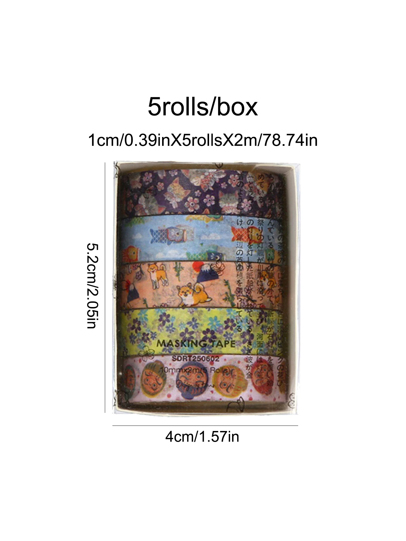 5 Rolls/Box, Various Styles Of Washi Tape, Masking Tape For Design And Diy For Precision Work, School Supplies
