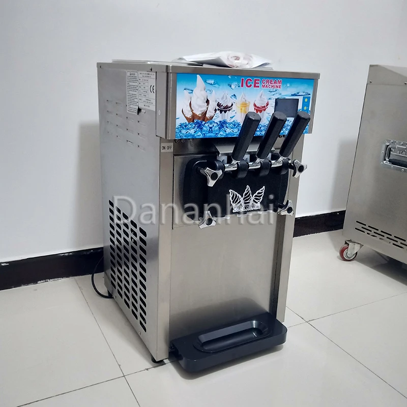 

Commercial Desktop Soft Ice Cream Machine Small Three Color 2000W High Power