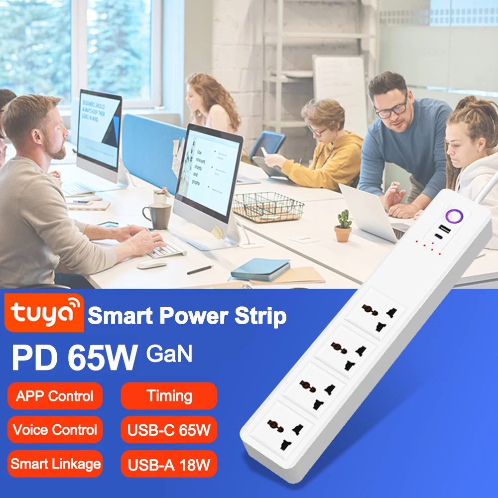 Wifi Tuya Smart Plug Power Strip Extension Cord Surge Protector Voice Control Smart Home Socket Work with Alexa Google Assistant