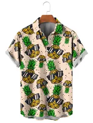 Funny Men's Shirt Pineapple pattern 3D Print Tops Summer New Casual Holiday shirt Button Lapel Short Sleeves Unisex Clothing