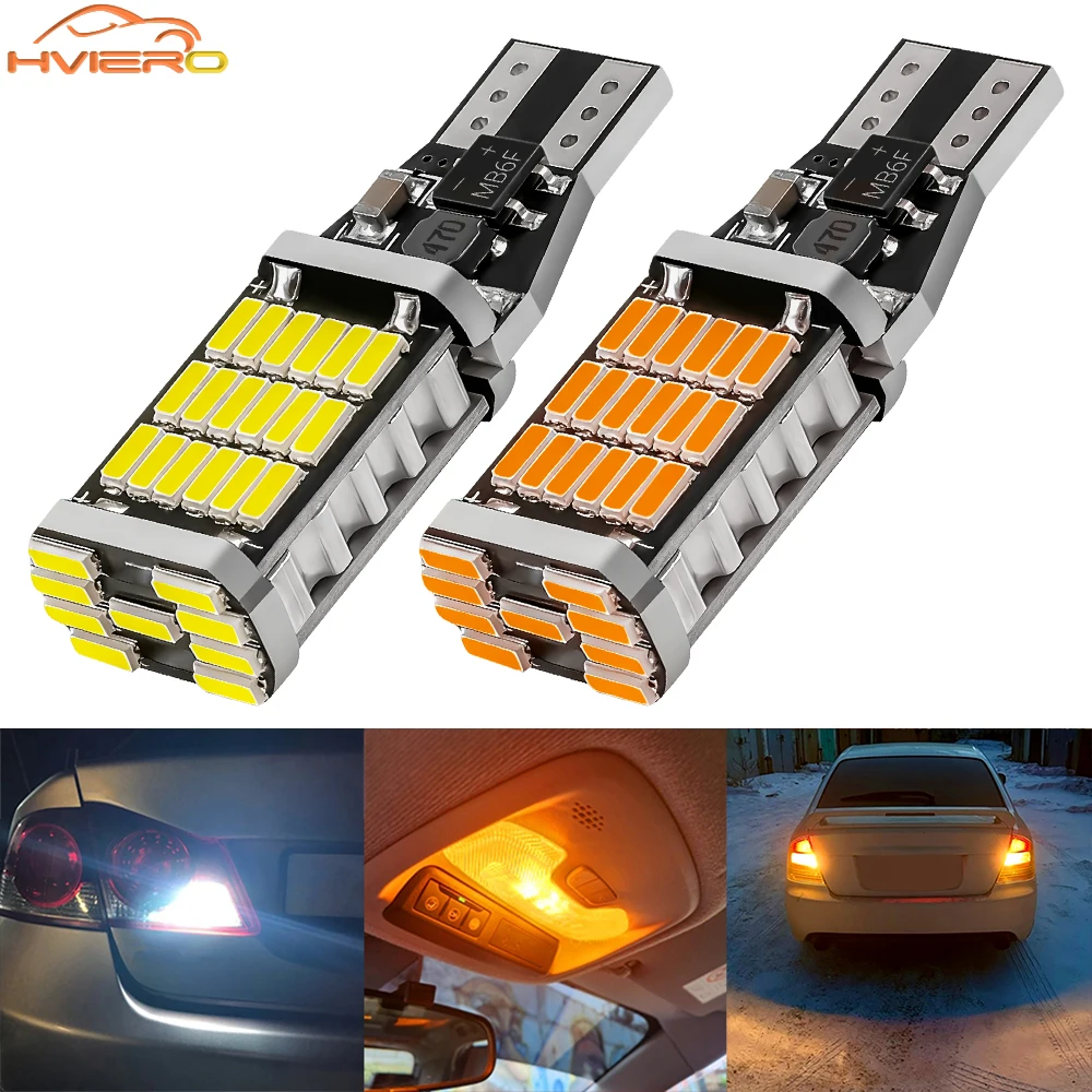 

2PCS T15 4014 45LED Car Turn Signal Lamp LED Bright Auto Back Reversing Tail License Plates Light White Yellow Dome Brake Bulb