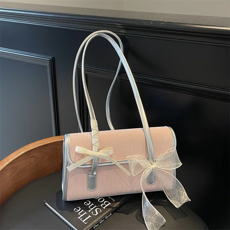 

2025 Summer Best Seller Lace Bow Bag Elegant Underarm Shoulder Purse Sweet Versatile Crossbody for Women