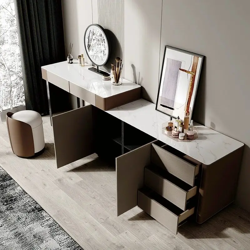 New saddle skin rock slab dresser storage cabinet bedside cabinet chest cabinet integrated makeup table