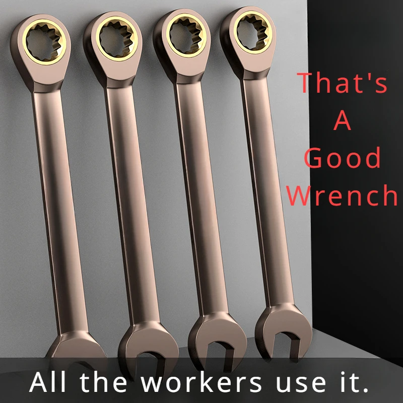 Ratchet Quick Wrench Dual-purpose Automatic Two-way Wrench Set Fast Wrench Double-ended Open-ended Plum Wrench Tools Daquan