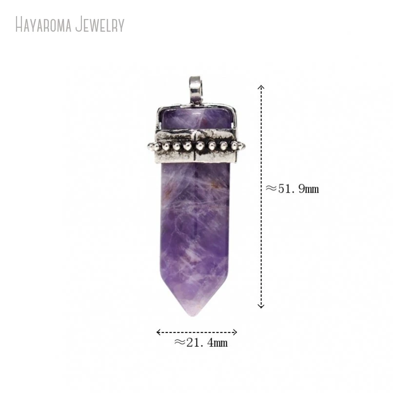 10Pcs Amethysts Jewelry Crystal Pillar Hexagon Hexagonal Prisms Point Silver Color Wholesale Pendant