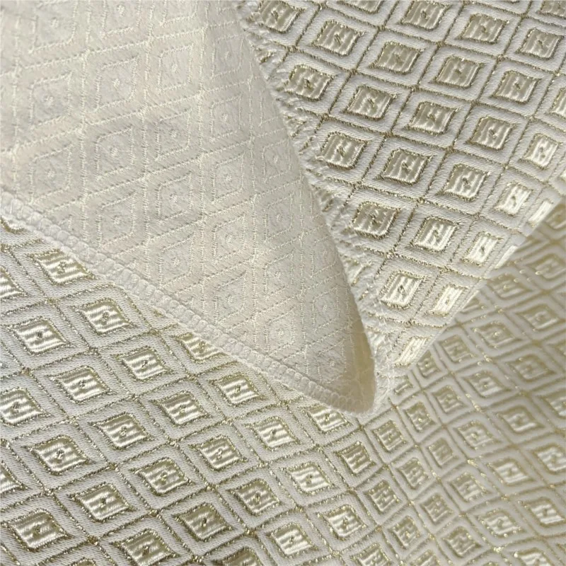 Metallic wire geometric diamond-shaped jacquard woven suit shorts handbag fabric
