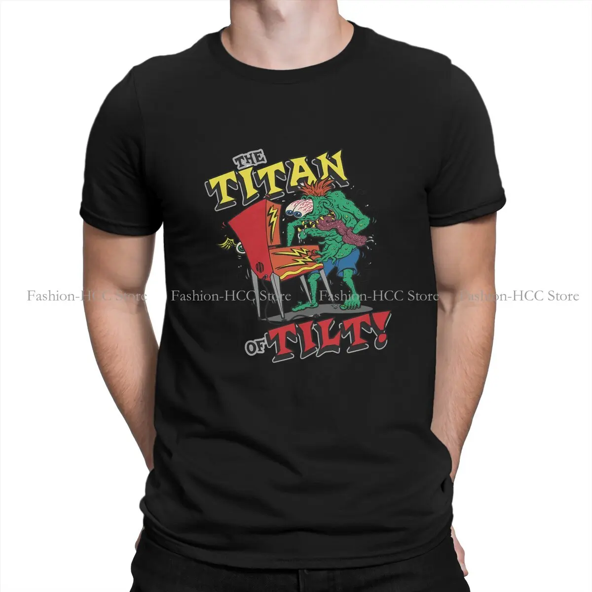 The Titan of Tilt Round Collar TShirt Rat Fink Basic Polyester T Shirt Men Tops Individuality