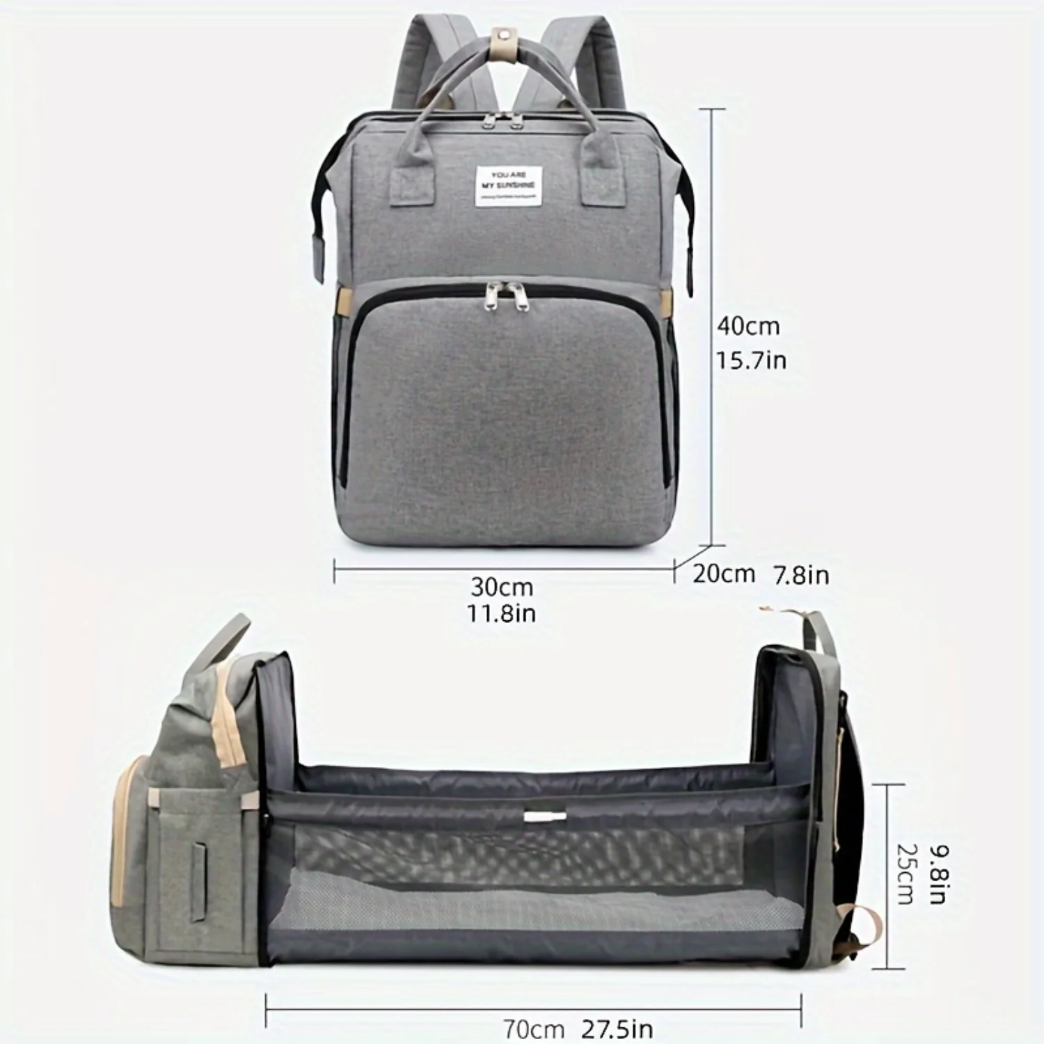 

Foldable Mommy Backpack, Functional Large Capacity Diaper Bag, Outdoor Travel Backpack