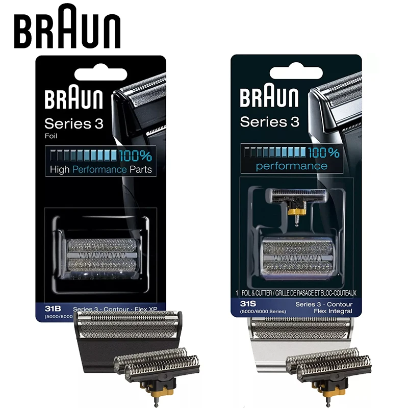 Original Braun 31B 31S Shaver Head For Men Series 3 Replacement Foil Cutter Blade for Electric Razor 5610 5612 old 350 360 370