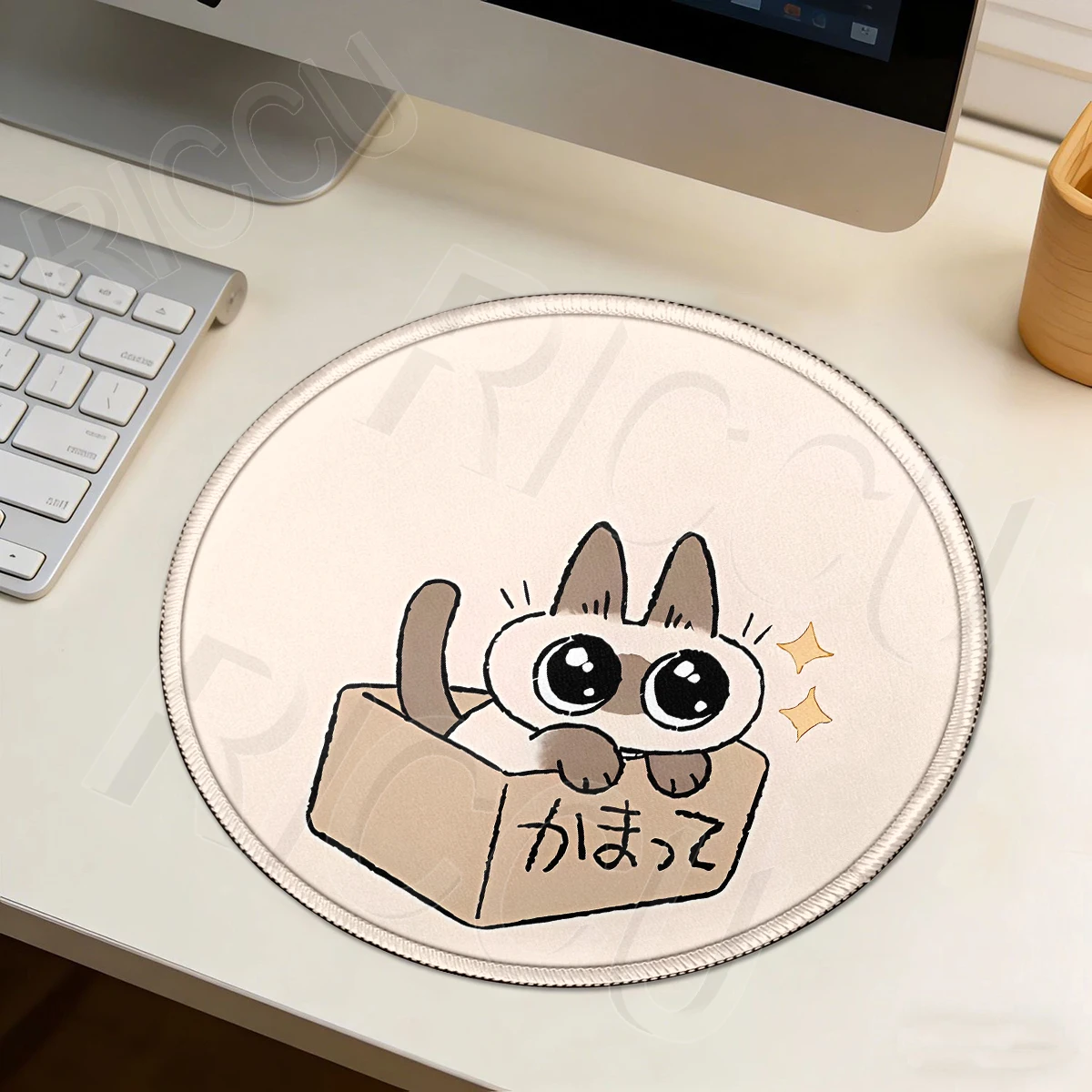 Cute Siamese Cat Mouse Pad Round XS Minimalism Mouse Pad Lock Edge PC Keyboard Mousepad Office Accessories Laptop Rubber Playpad