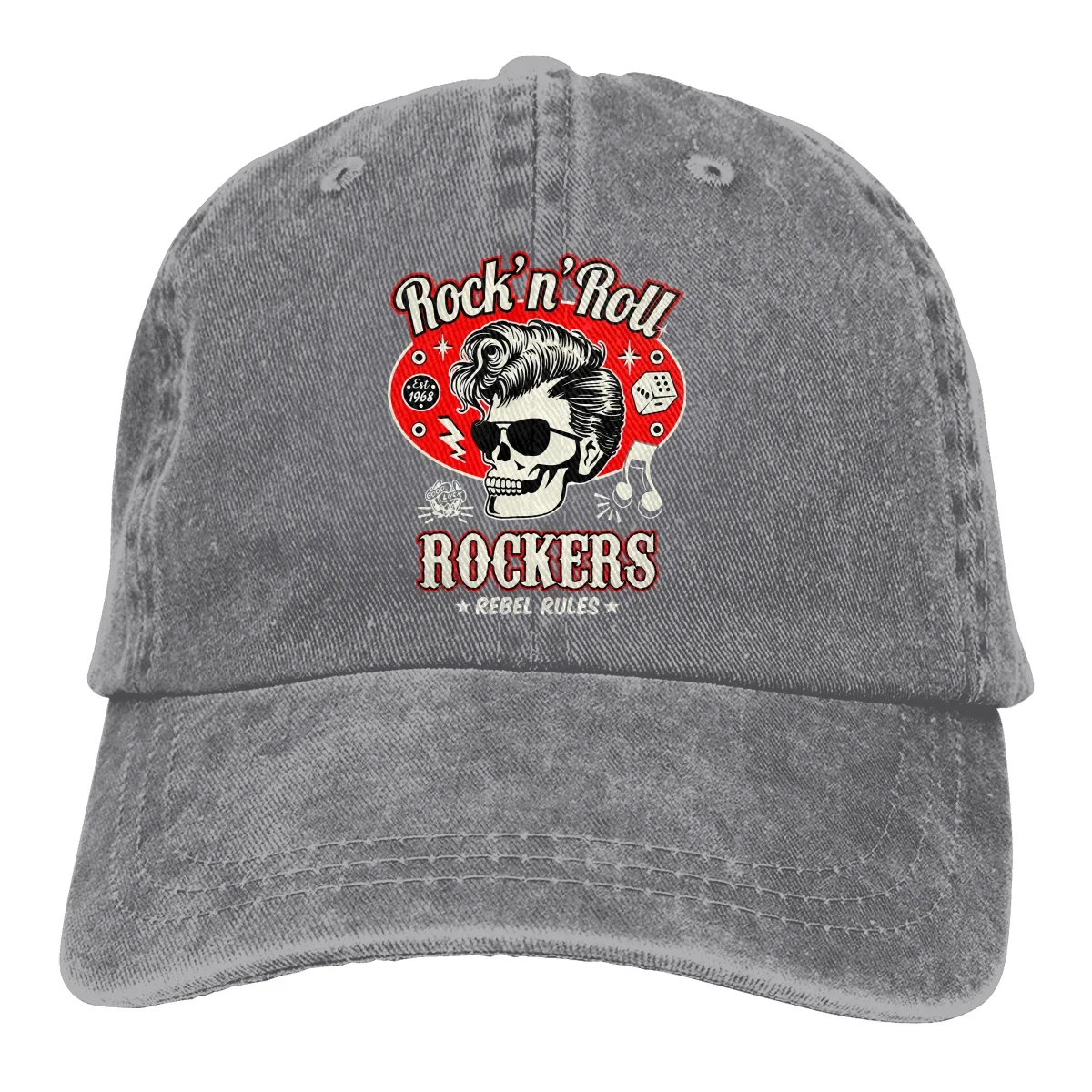Berretto da baseball da uomo lavato Skull Dice Rockers Trucker Snapback Caps Cappello da papà Rockabilly Rock and Roll Cappelli da golf
