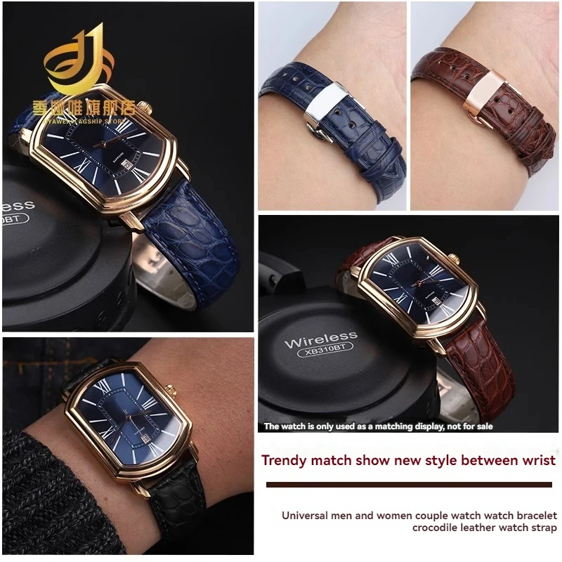 For Rossini Watches 616725/5725/3401/2402 Crocodile Watch Strap Men Longines IWC Omega Citizen Alligator Bracelet 16mm 18mm 20mm