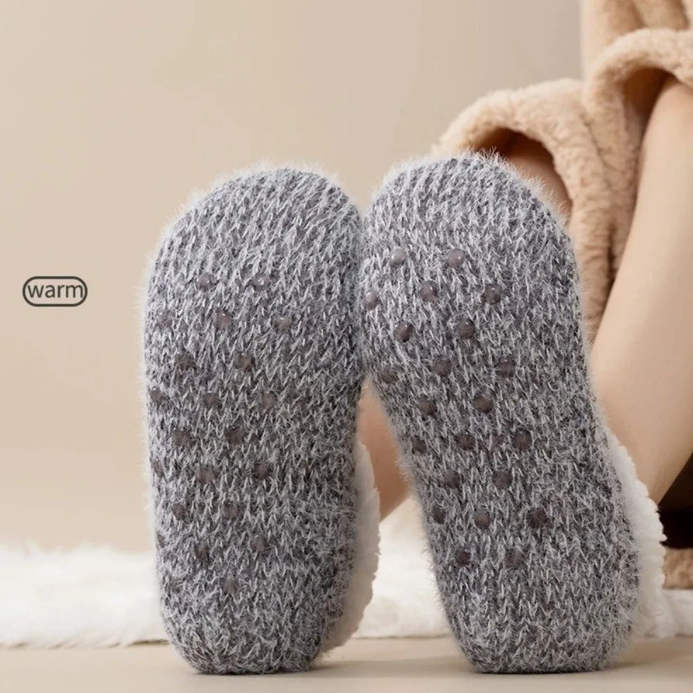 Warm Thickened Lamb Velvet Socks Solid Colors Low Tube Winter Socks Indoor Anti-Slip Floor Socks Men