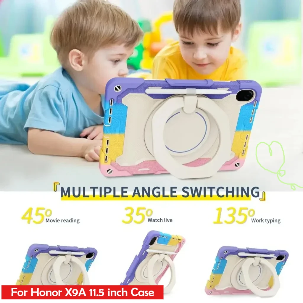 

Kids Heavy Duty Armor Case for 2025 Honor Pad X9 A 11.5 X8a Case 8 12" HEY-W09 V7Pro V8 V6 X8 Pro Shockprooof Tablet Stand Cover