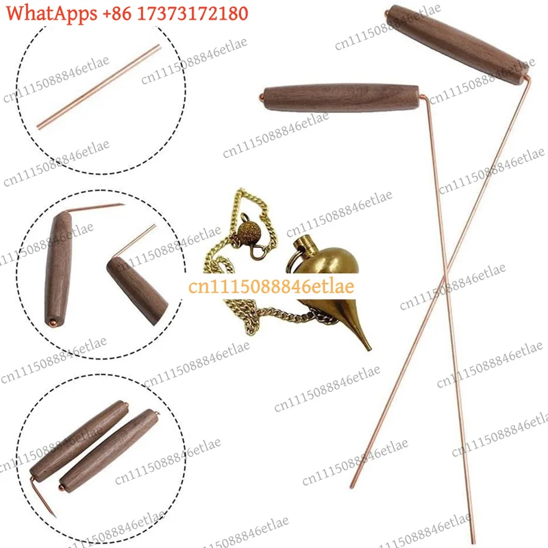 Copper Dowsing Rod Kit with Walnut Handles - Traditional Geological Survey Tool for Field Exploration (Rod Dia. 8mm, L=50cm)