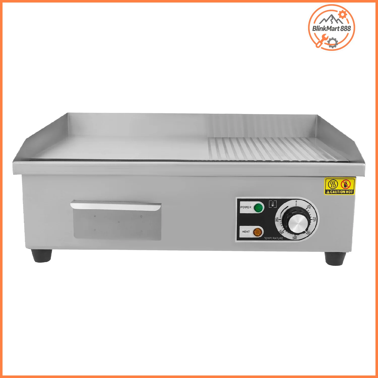 3000 W halbflache Grills aus Edelstahl | Elektrische Arbeitsplatten-Grillplatte | 55 * 43 * 24 cm Teppanyaki-Grill mit Temperaturregler