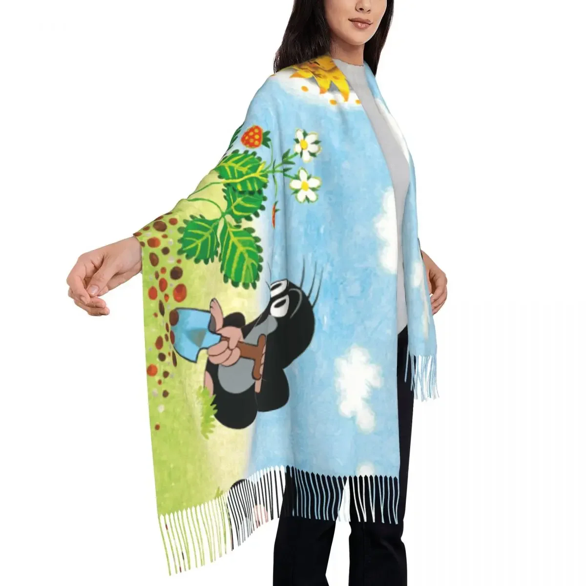 Dame Grote Schattige Mol Graven Sjaals Vrouwen Winter Herfst Zacht Warm Kwast Sjaal Wraps Cartoon Krtek Kleine Maulwurf Sjaal