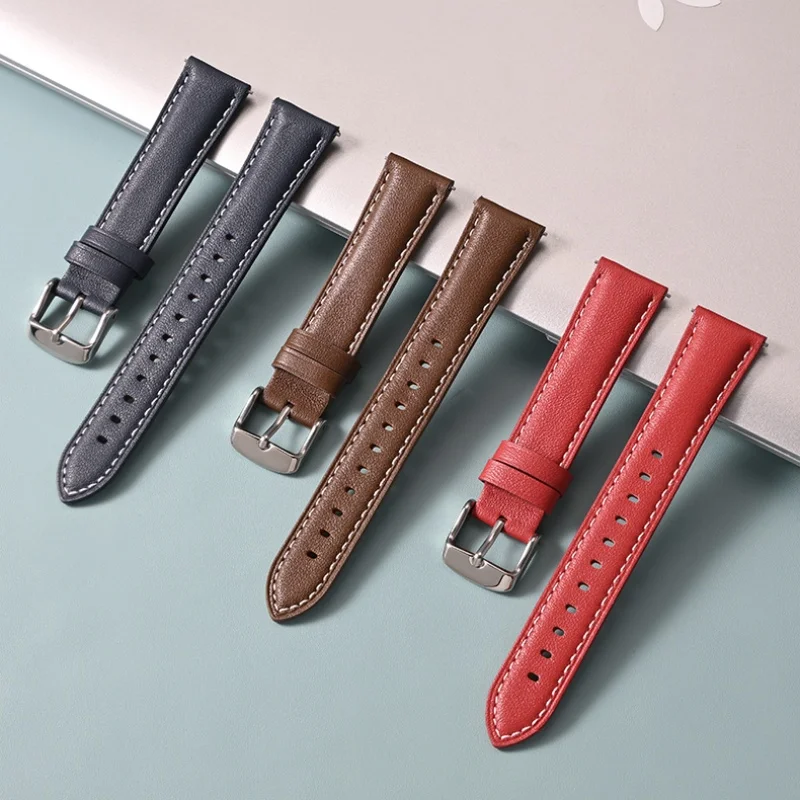 حزام ساعة جلدي عالمي 18 مللي متر 20 مللي متر 22 مللي متر حزام ساعة سريع الإصدار ريترو سوار ساعة اكسسوارات لساعة هواوي الذكية