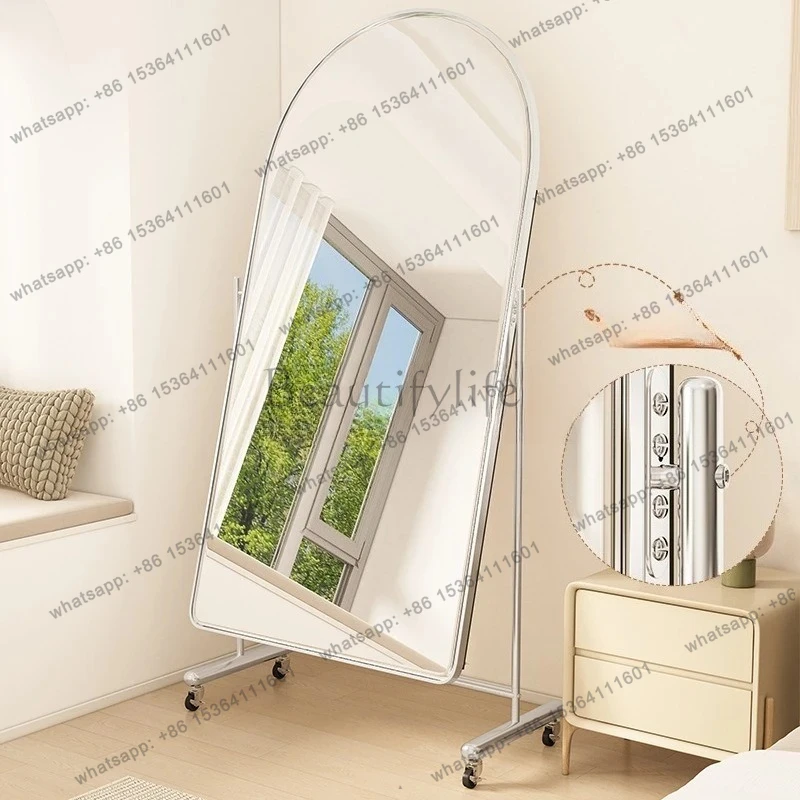 full body tall and thin dressing home floor mirror arched mobile Internet celebrity clothing store fitting mirror