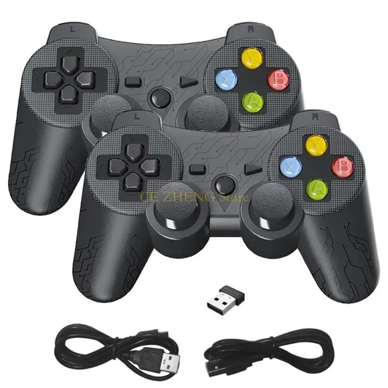 E56B 2 Pack High Repreenive 2.4g اللاسلكي وحدة تحكم قابلة للشحن مناسبة لجهاز الكمبيوتر المريح قبضة واهتزاز مزدوج