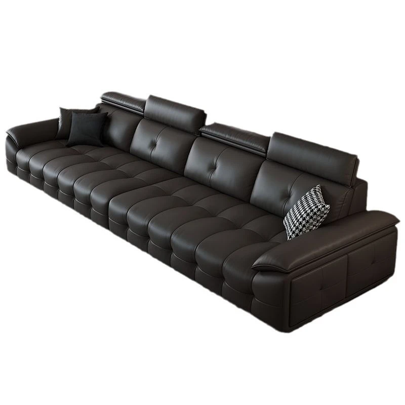 

Italian minimalist first layer leather sofa, light luxury living room, villa home, sofa
