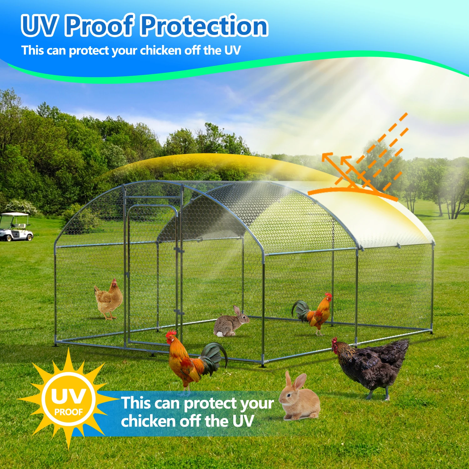 

Metal Large Chicken Coop Walk-in Poultry Cage Waterproof Cover 9.8'x13.1'x6.4' cage Anti-Ultraviolet