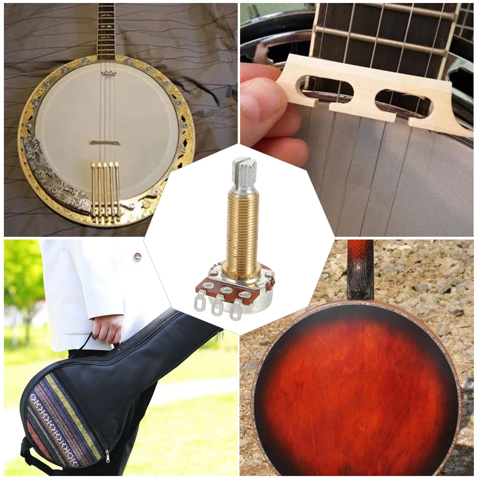 

Potentiometer Banjo Accessories Thumb Pick Knobs Copper Audio Long Handle Volume Control Hardware Musical Instrument Shaft