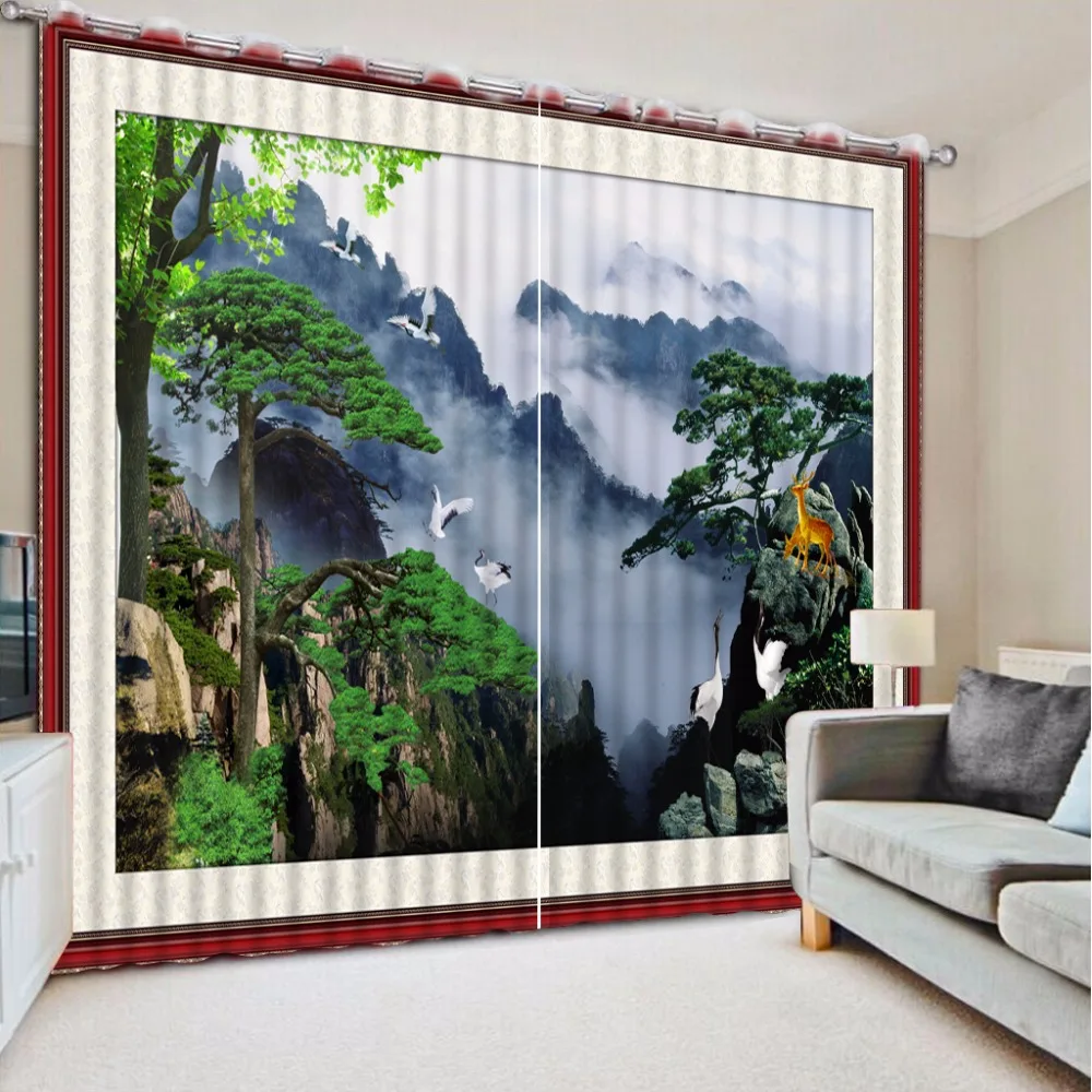 3D Curtain Photo Custom Size Mountain Peak Landscape Curtains For Bedroom Curtains For Living Room Decorative Curtain