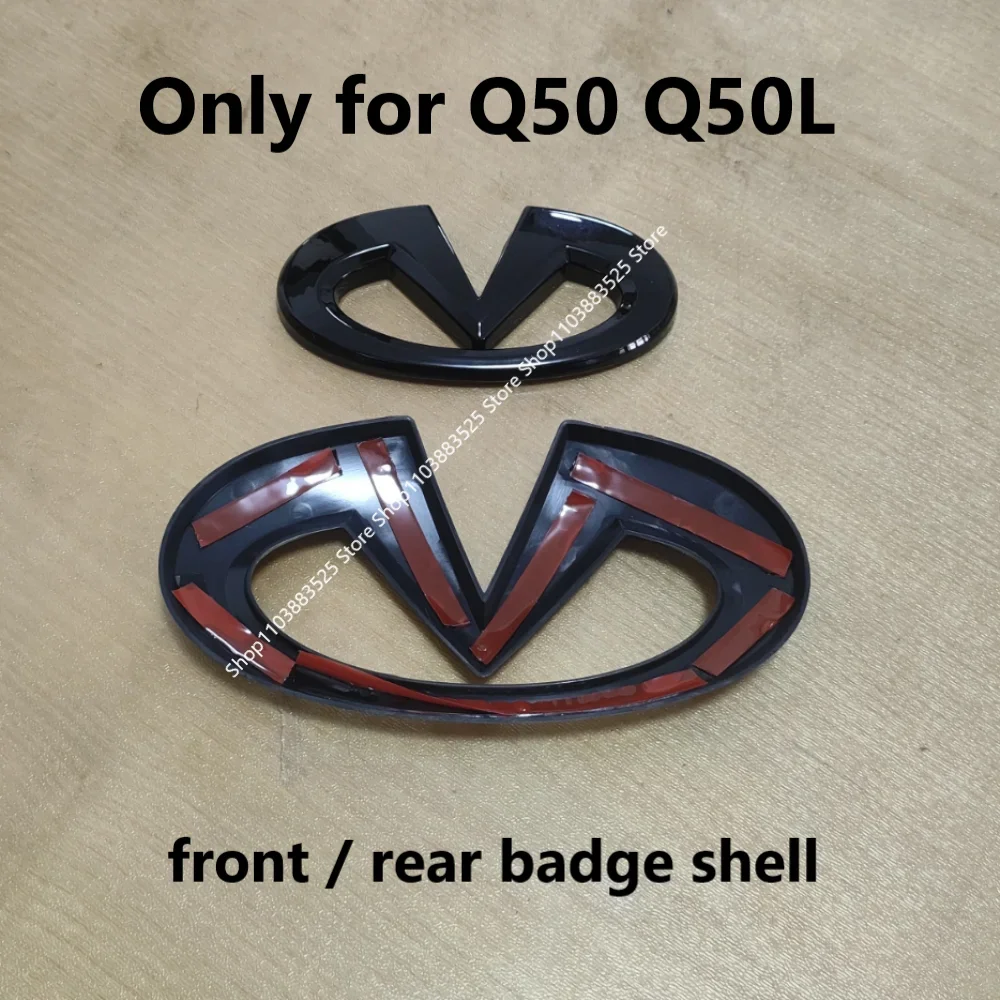 

ABS Glossy Black Pasted Badge Shell Front Emblem Badge Rear Trunk Badge Sticker for Infiniti Q50 Q50L Modify Accessories