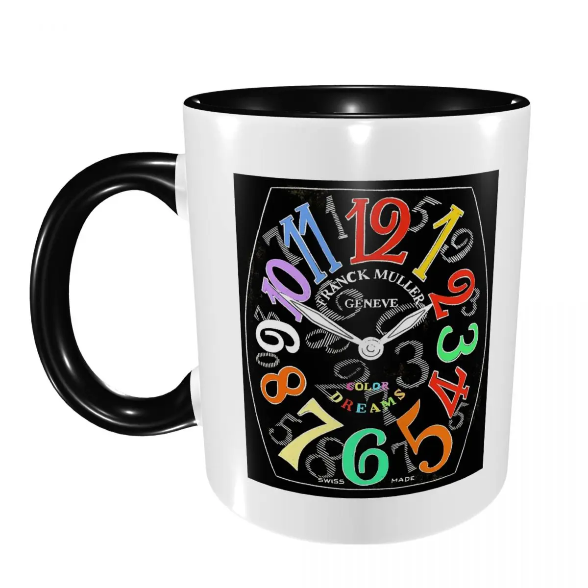 Franck Muller Color Dreams Hand Drawn Watch Face Mug Funny Ceramic Coffee Cups Tea Mugs Milk Cup Drinkware Gifts for Woman Man