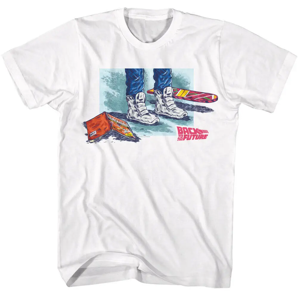 

Back To The Future T-Shirt MARTY CARTOON CHARACTER Michael J Fox White Cotton