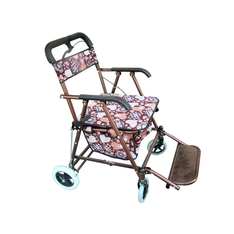 Wholesale shopping trolley walker Elderly folding shopping stroller with seat