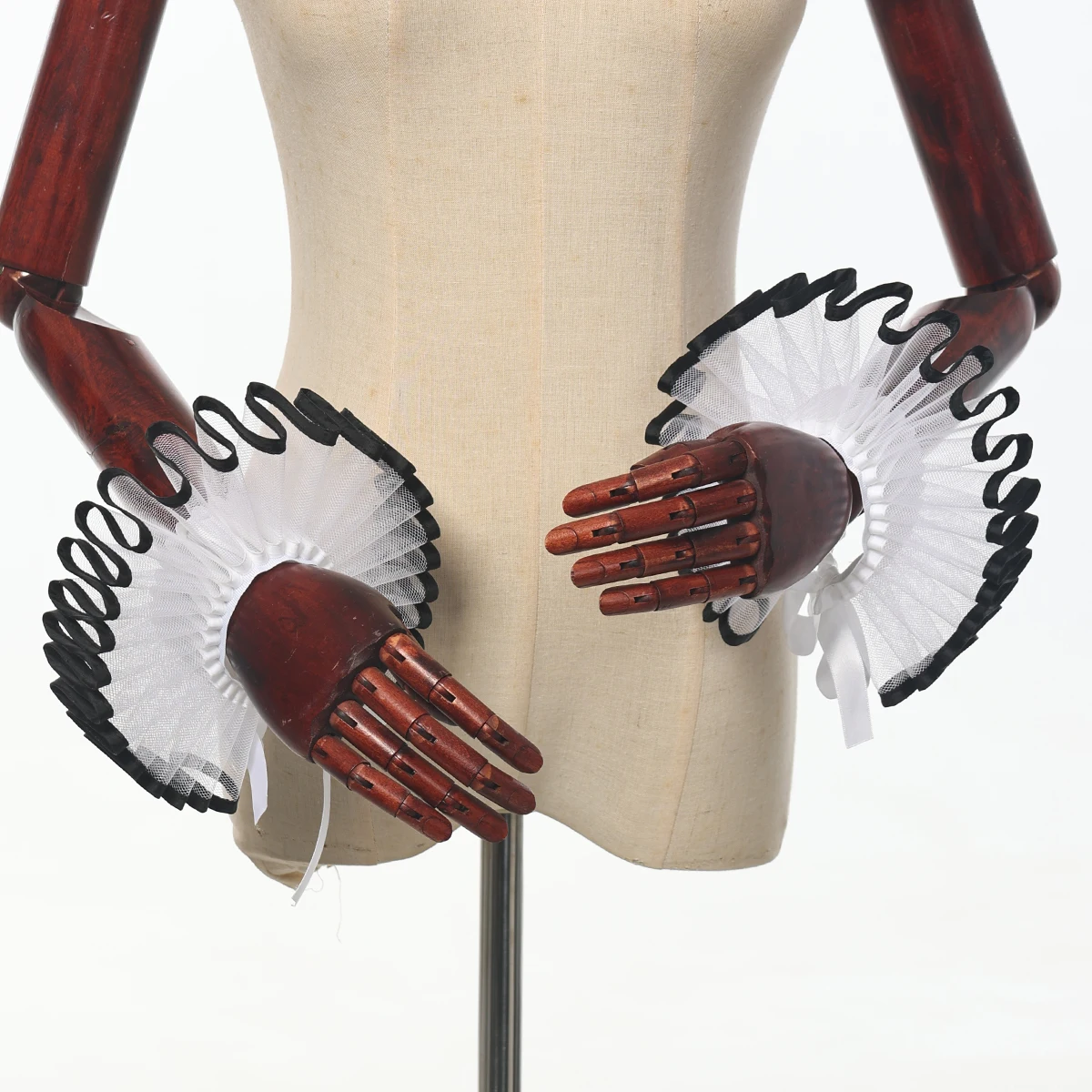 Renaissance Vintage Wrist Ruffle Cuffs Bracelet Costume Accessories Dress Up Kit