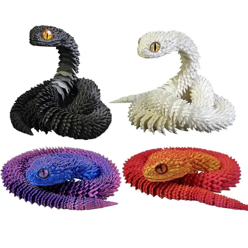 3D Printed Snake 18 Inch Articulated 3D Animal Toy 3D Printed Stuff Flexible Executive Desk Toys Snake Figurine for Children's