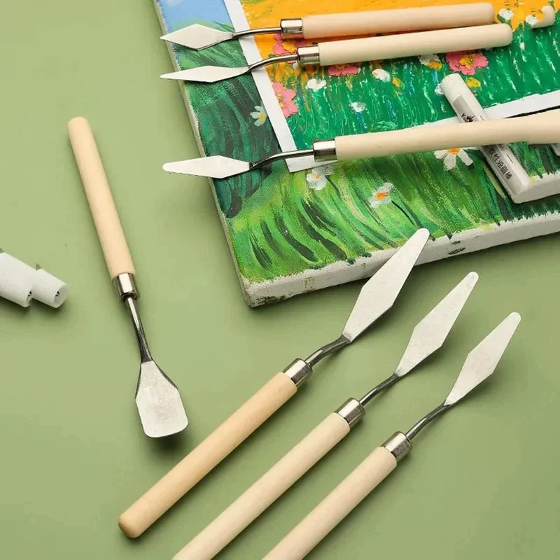 7Pcs/Set Stainless Steel Oil Painting Knives Artist Crafts Spatula Palette Knife Oil Painting Mixing Knife Scraper Art Tools