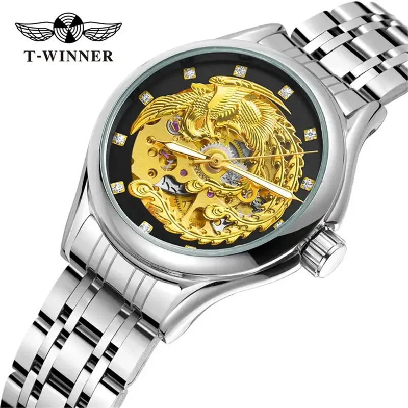Gewinner A3 Frauen automatische mechanische Uhren Armbanduhren Damen uhr wasserdichte Senhoras Assistir Phoenix Gold Uhr