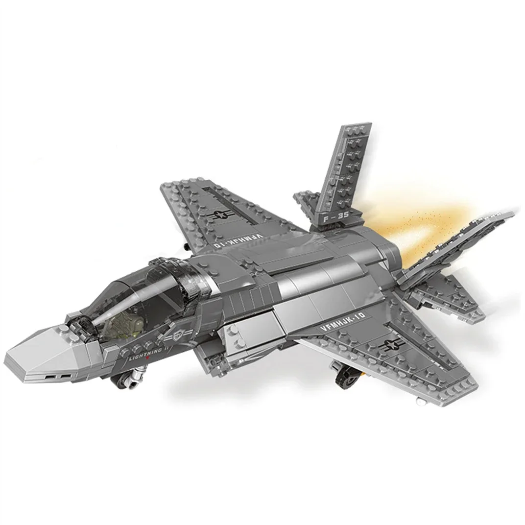 

646pcs Military F35 Combat Aircraft Building Blocks Lightning Fighter Army Weapon Airplane Model Bricks Toys for Boys Gifts