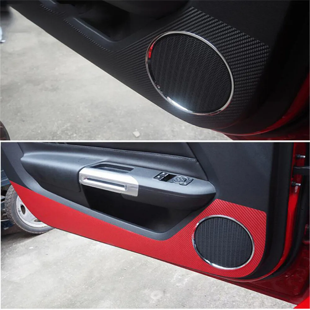 Car Door Side Carbon Fiber Anti-kick Sticker Anti-dirty Door Protective Red Black Film For Ford Mustang 2015 2016 2017 2018 2019