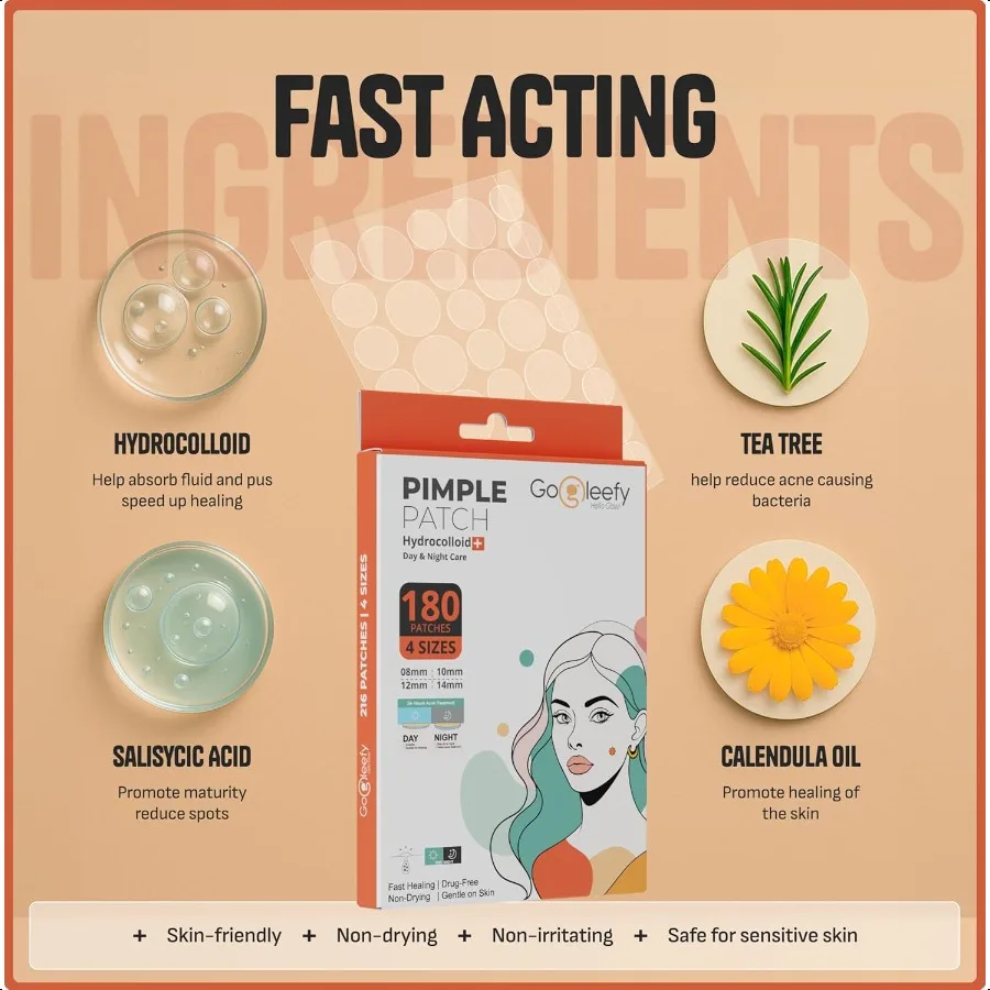 여드름 패치 데이 나이트 하이드로콜로이드 여드름 스티커 빠른 치유 피부 정화 투명 방수 스팟 트리트먼트 6개입