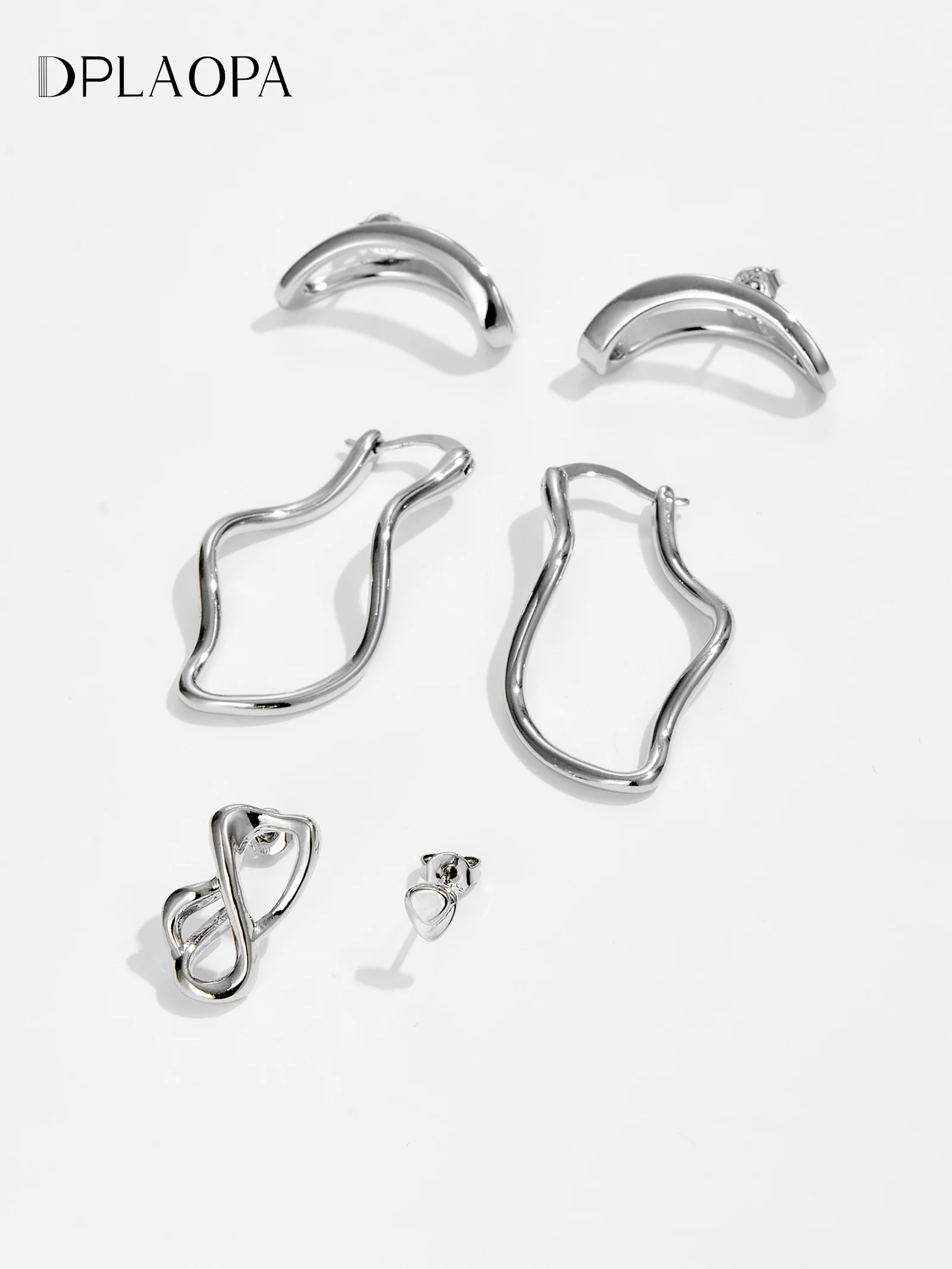 DPLAOPA Kobiety 925 Sterling Silver Nieregularne duże kolczyki kółka Seria 2024 Luksusowa moda Drobny codzienny prezent Biżuteria Prezent