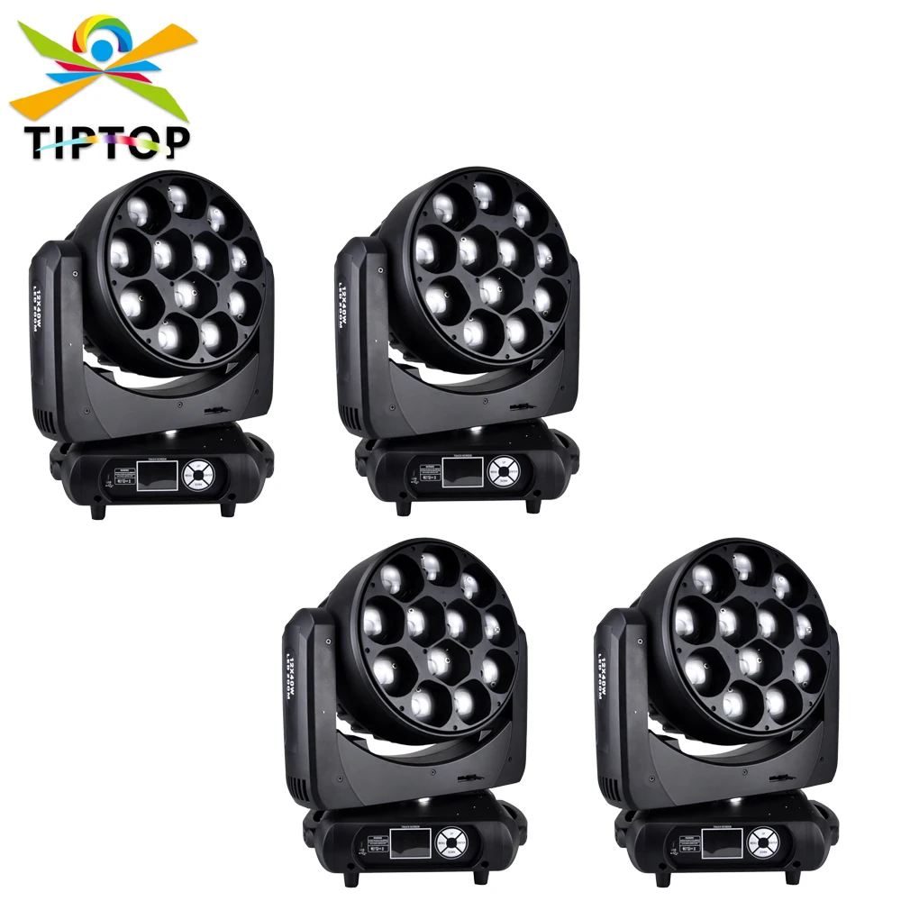 

4pcs 12x40W RGBW 4in1 LED Wash Zoom Moving Head Lighting LED Screen For DJ Disco Bar KTV Party TIPTOP Stage Lighting Equipment