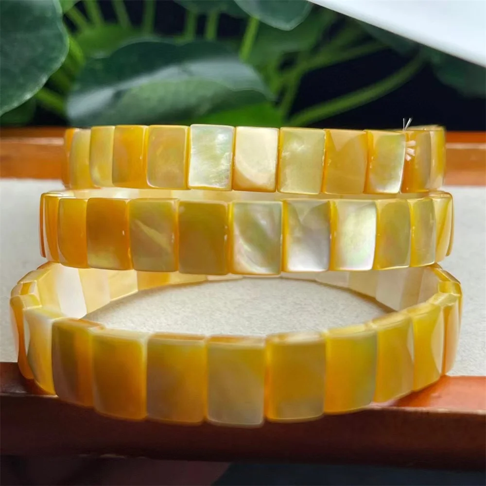 1 Pc Fengbaowu Natural White Yellow Black Shell Bracelet Bangle Rectangle Square Beads Fashion Jewelry Gift For Women