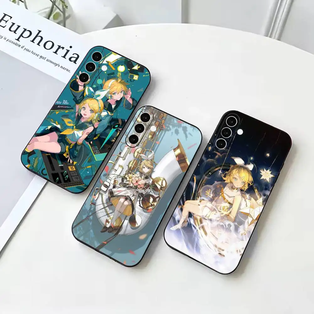 Virtual Singer K-Kagamine Rin Len Cute  Black Soft Silicone Phone Case For Samsung Galaxy A73 72 71 70 53 52 51