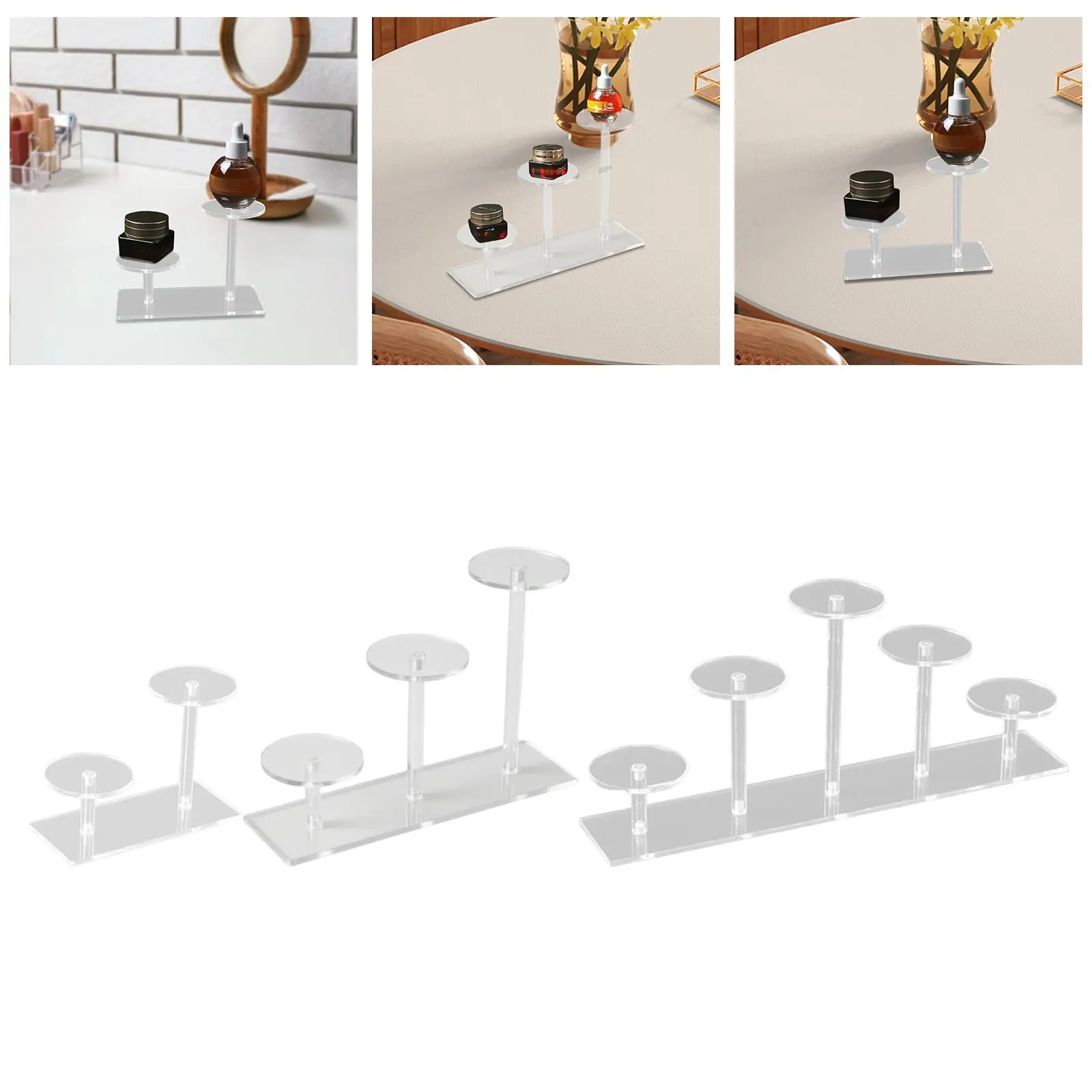

Acrylic Risers for Display Collection Multipurpose Decoration Holder Tiered Perfume Organizer for Cupcake Toys Mini Figurines