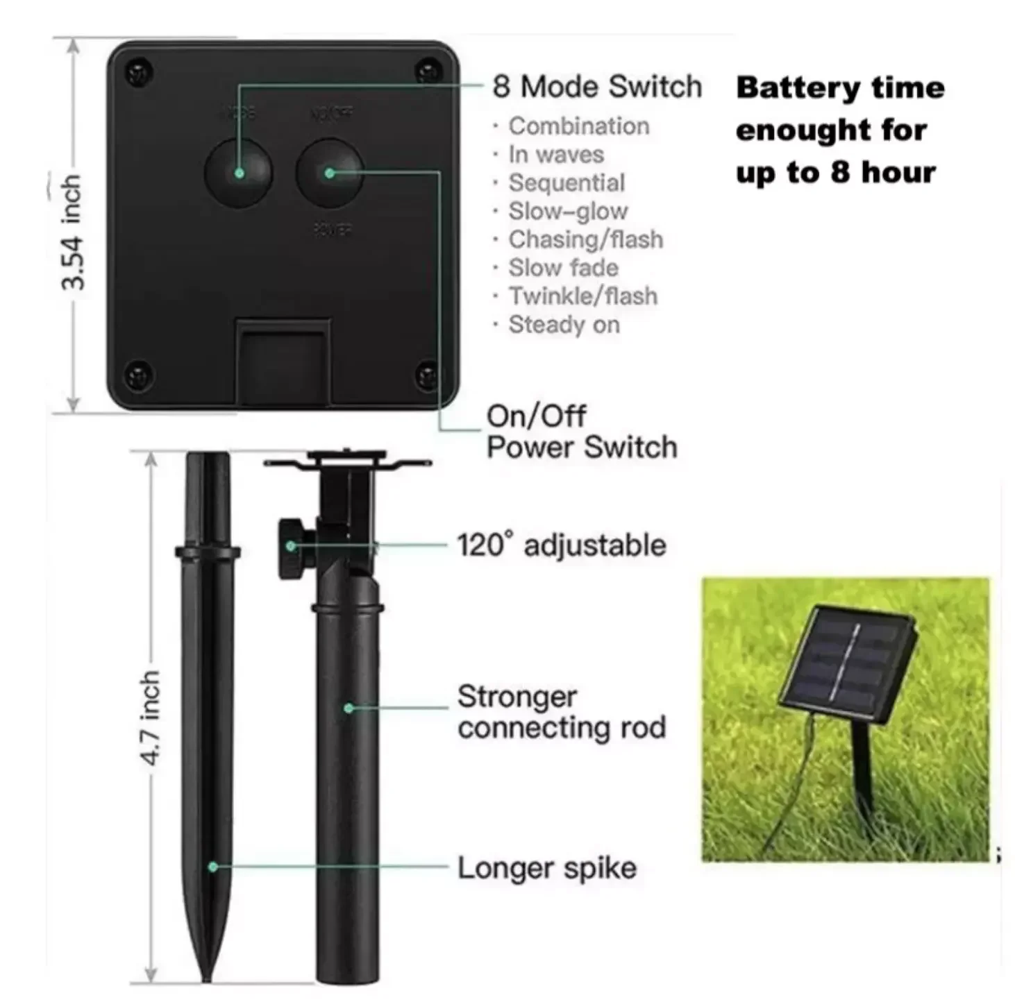 LED سلسلة ضوء الشمس 8 وظائف في الهواء الطلق مقاوم للماء الحديقة السماء المرصعة بالنجوم عيد الميلاد حديقة فناء الديكور أضواء الغلاف الجوي
