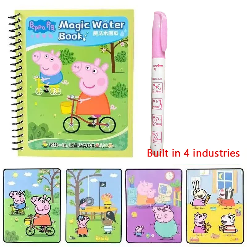 Peppa Pig – livre de peinture à l'aquarelle, développement de brainstorms pour bébé, Graffiti, bloc de croquis à l'eau, jouet pour enfants, cadeau d'anniversaire