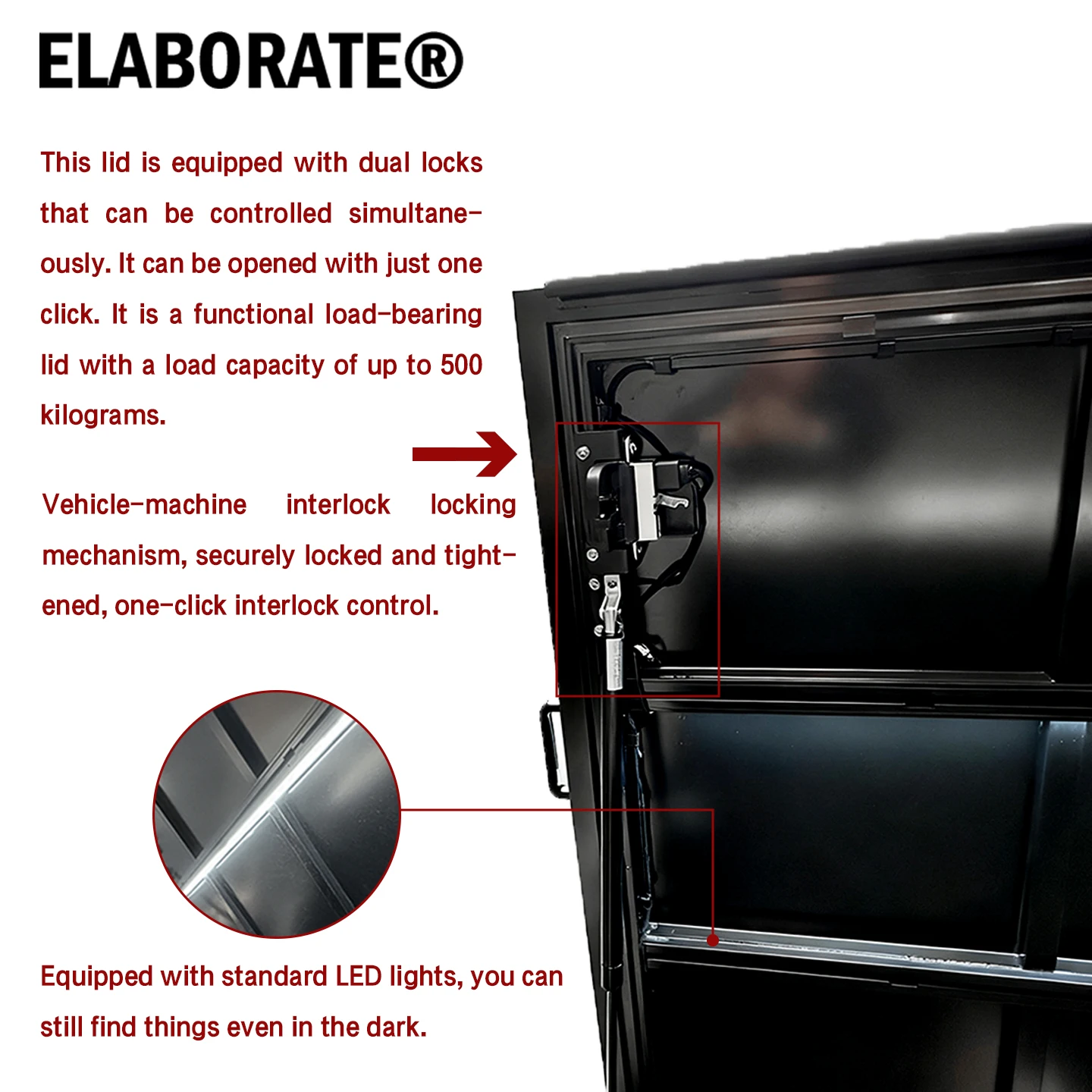 KQX Pickup Truck Hydraulic Flat Cover Thickened Aluminum Alloy Rust and Corrosion protection Expand Storage Portable Storage
