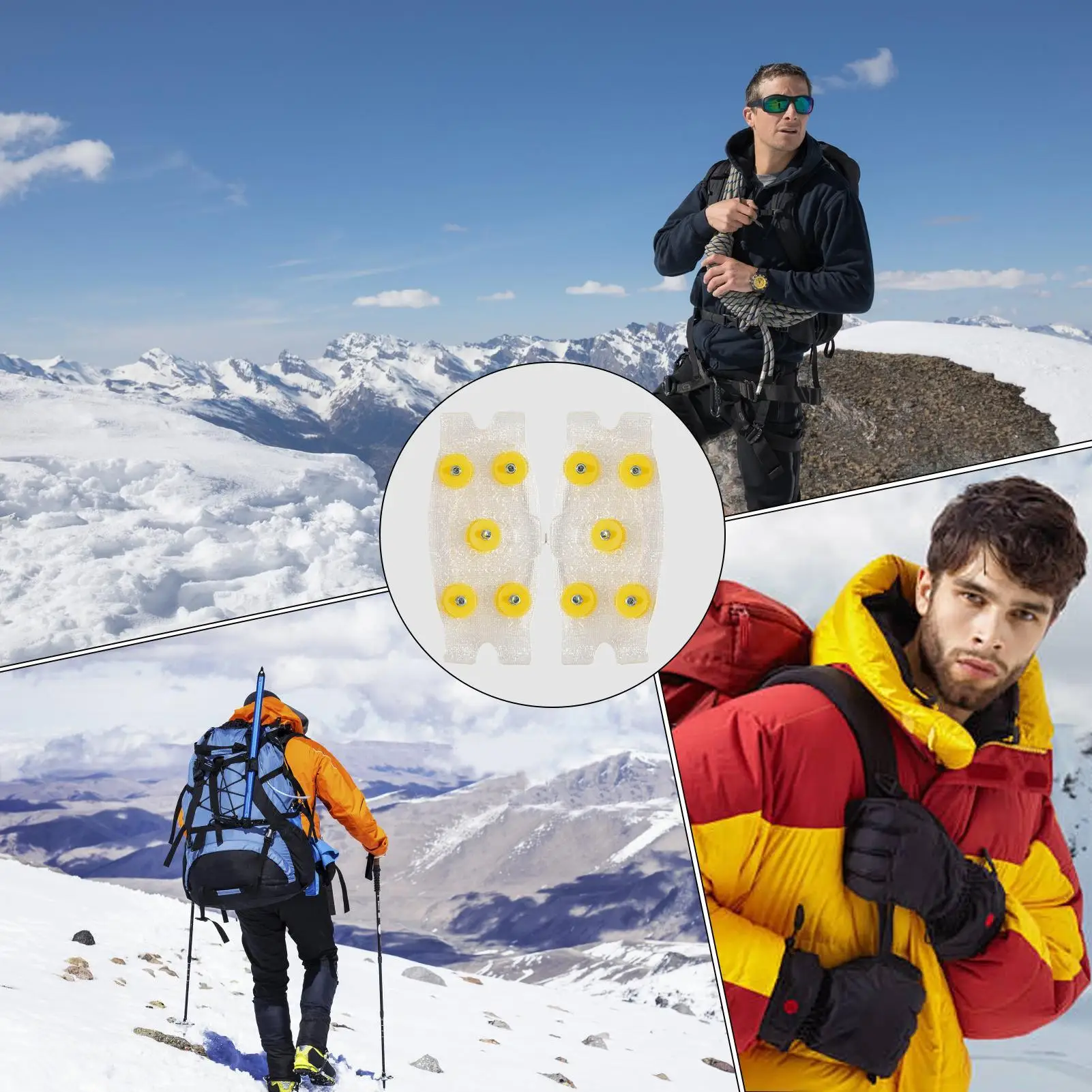 Ice Shoe Spikes Pair Of Anti-Slip TPE 5 Steel Studs Crampons Traction Grips Spikes for Winter Ice Snow Hiking Climbing Fishing