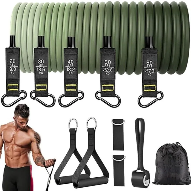 Conjunto de faixas de resistência elásticas de 200lbs, 11 peças, corda de tração de tensão, exercício de treino para fitness, academia em casa, equipamento de treinamento de força